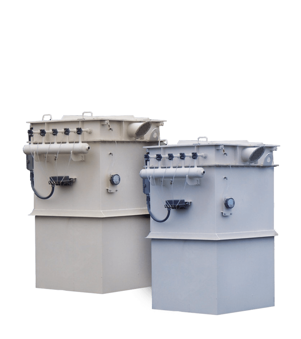 Two bin vent dust collectors situated right next to each other.